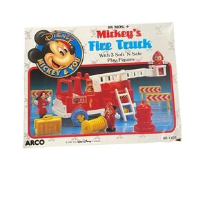 Vintage 1987 Disney Mickey's Fire Truck Playset New in Damage Box  ARCO